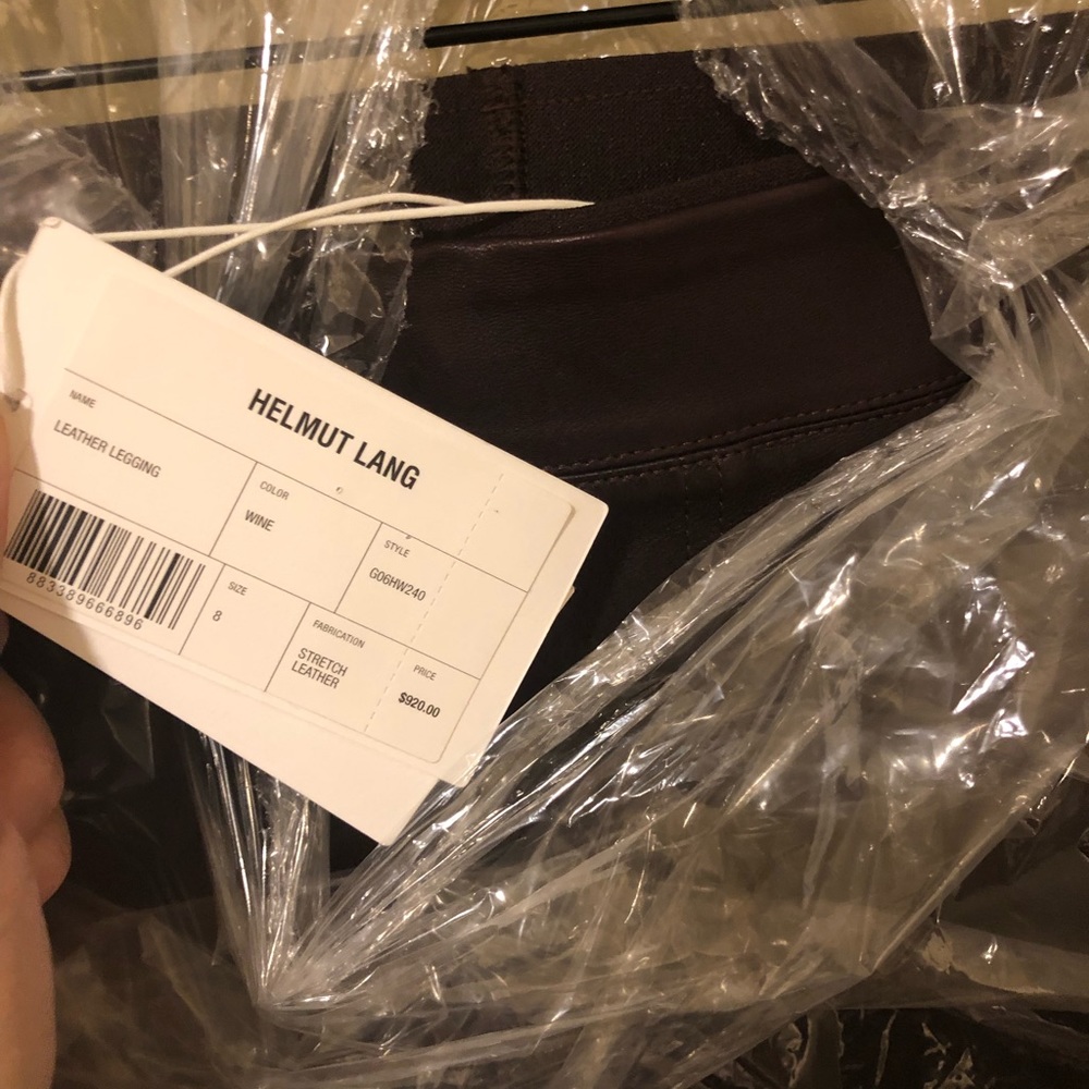 NWT Helmut Lang Leather Leggings in Merlot - Picture 8 of 8